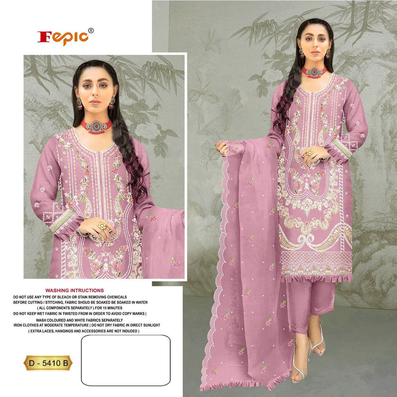 FEPIC 5410 B ORGANZA HEAVY EMBROIDERED DESIGNER STYLISH WITH HAND WORK PAKISTANI SUIT SINGLES