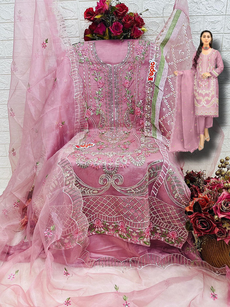 FEPIC 5410 B ORGANZA HEAVY EMBROIDERED DESIGNER STYLISH WITH HAND WORK PAKISTANI SUIT SINGLES