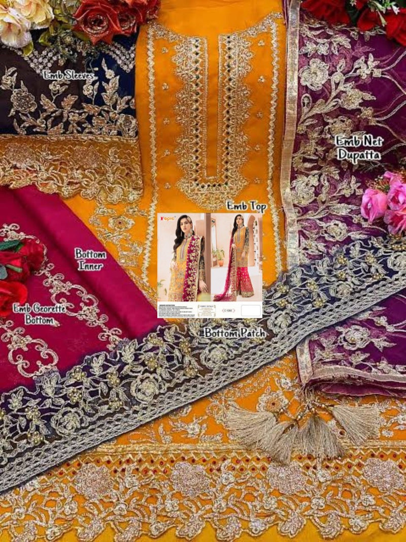 FEPIC 1082 FAUX GEORGETTE HEAVY EMBROIDERED WITH HEAVY HANDWORK DESIGNER STYLISH PAKISTANI SUIT SINGLES