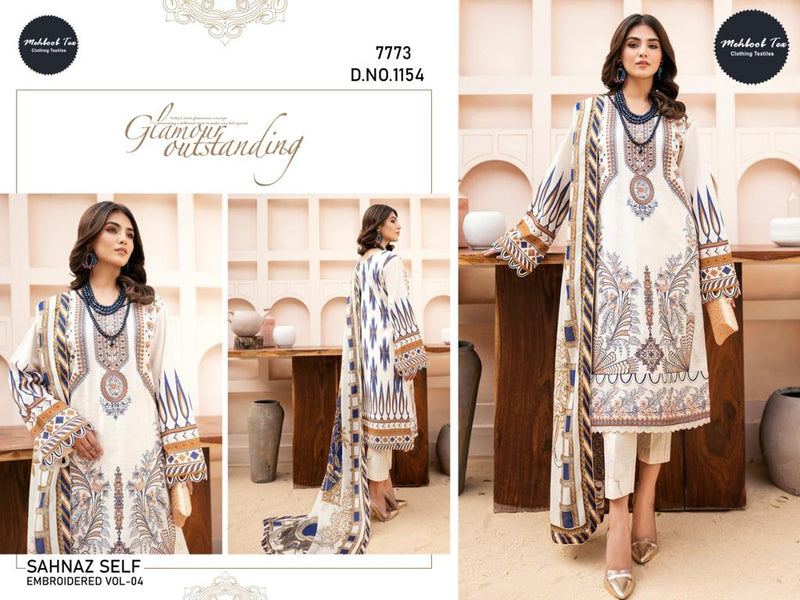 MEHBOOB TEX M 1154 COTTON HEAVY EMBROIDERED WITH PATCH WORK DESIGNER PAKISTANI SUIT SINGLES