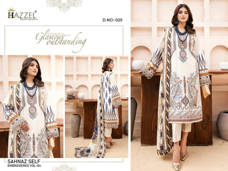 HAZZEL H 025  COTTON PRINTED AND EMBROIDERED PATCHES WITH HAND WORK PAKISTANI SUIT SINGLES