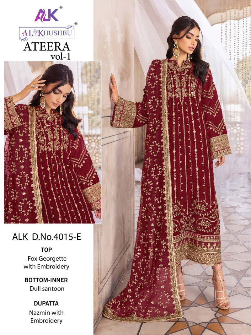 AL KHUSHBU ALK 4015 E GEORGETTE WITH HEAVY EMBROIDERED AND HANDWORK PAKISTANI SUIT SINGLES