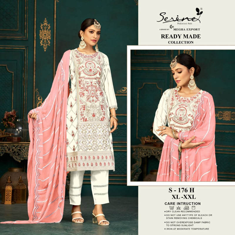 SERINE S 176 H FOX GEORGETTE NAZMIN WITH HEAVY EMBROIDERED WORK WITH HAND WORK PAKISTANI KURTI SINGLES
