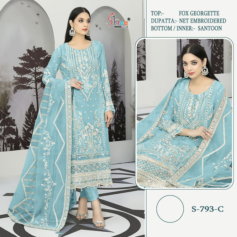 SHREE FABS SF 793 C FOX GEORGETTE WITH HEAVY EMBROIDERED DESIGNER STYLISH PARTY WEAR PAKISTANI SUIT SINGLES