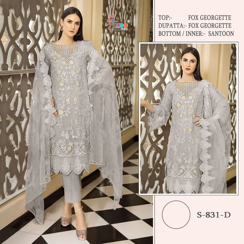 SHREE FABS SF 831 D FOX GEORGETTE WITH HEAVY NET EMBROIDERED DESIGNER STYLISH PARTY WEAR PAKISTANI SUIT SINGLES