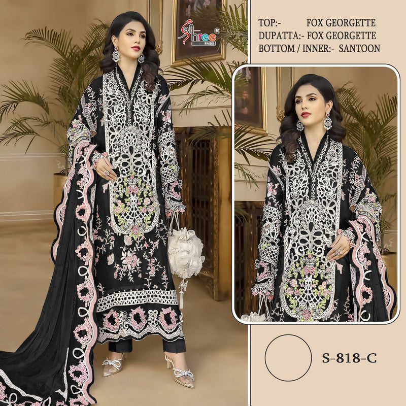 SHREE FABS SF 818 C FOX GEORGETTE WITH HEAVY EMBROIDERED DESIGNER STYLISH PARTY WEAR PAKISTANI SUIT SINGLES