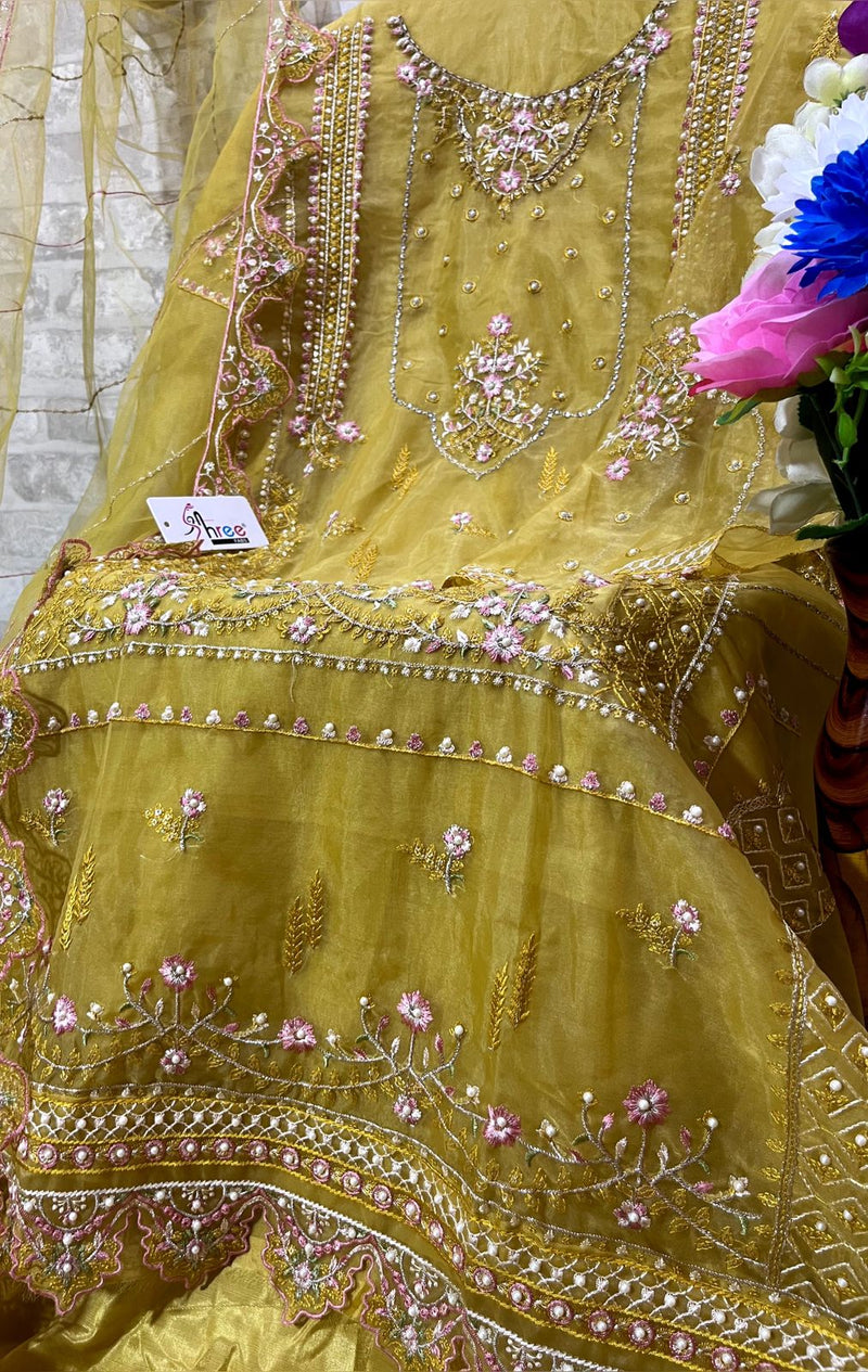 SHREE FABS SF 802 D ORGANZA WITH HEAVY EMBROIDERED DESIGNER WEDDING WEAR PAKISTANI SUIT SINGLES