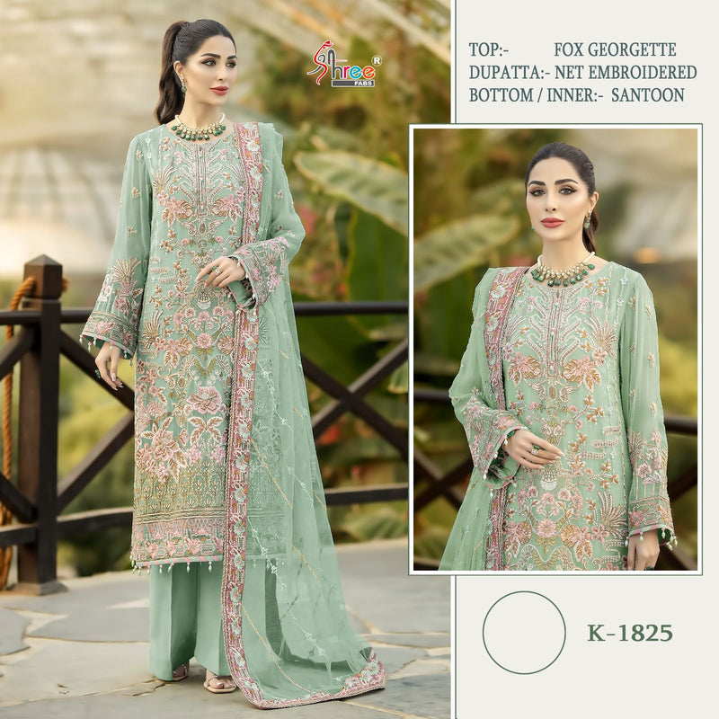 SHREE FABS SF 1825 FOX GEORGETTE WITH HEAVY NET EMBROIDERED DESIGNER STYLISH PARTY WEAR PAKISTANI SUIT SINGLES
