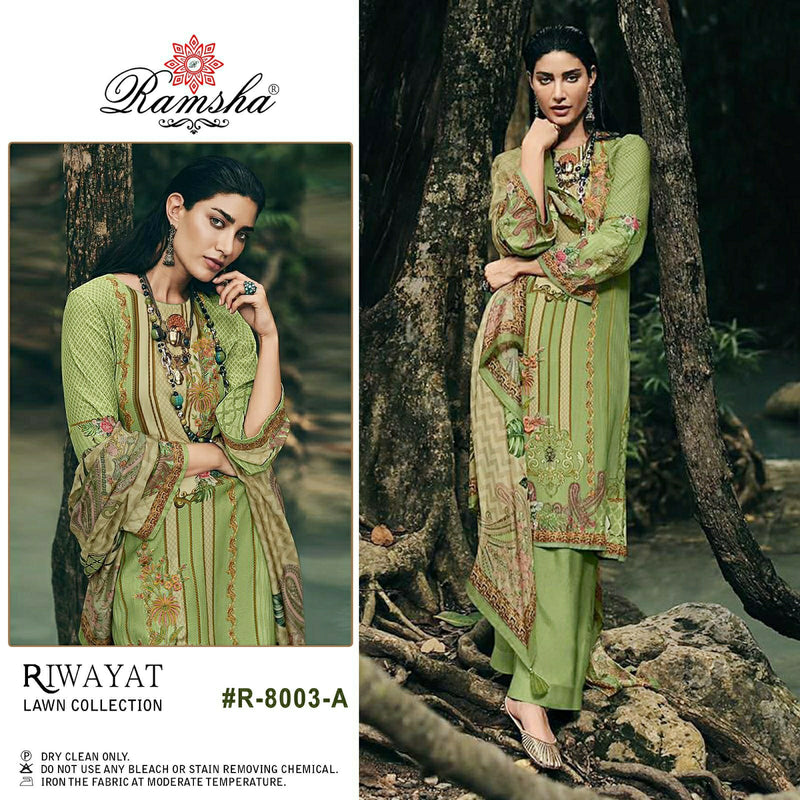 RAMSHA R 8003 A COTTON WITH SELF EMBROIDERED DESIGNER AND HANDWORK PAKISTANI SUIT SINGLES