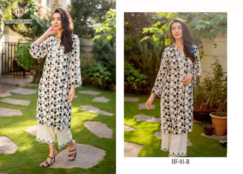 HOOR TEX H 01 B COTTON PURE CAMBRIC LAWN WITH BEAUTIFUL EMBROIDERED WORK PAKISTANI KURTI SINGLES