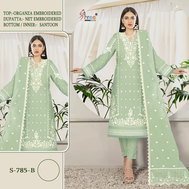 SHREE FABS SF 785 B ORGANZA WITH HEAVY NET EMBROIDERED DESIGNER STYLISH PARTY WEAR PAKISTANI SUIT SINGLES
