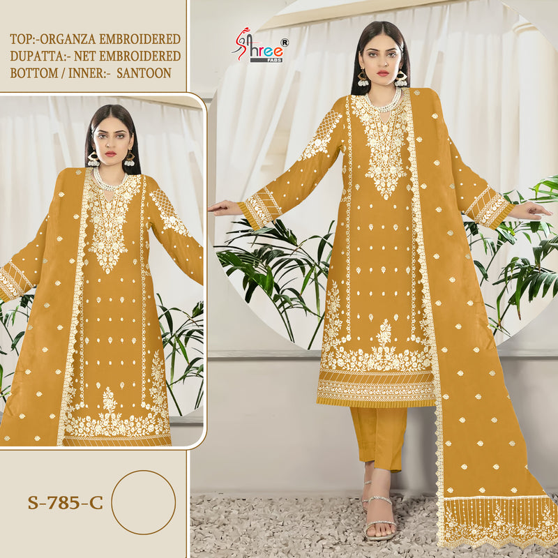 SHREE FABS SF 785 C ORGANZA WITH HEAVY NET EMBROIDERED DESIGNER STYLISH PARTY WEAR PAKISTANI SUIT SINGLES
