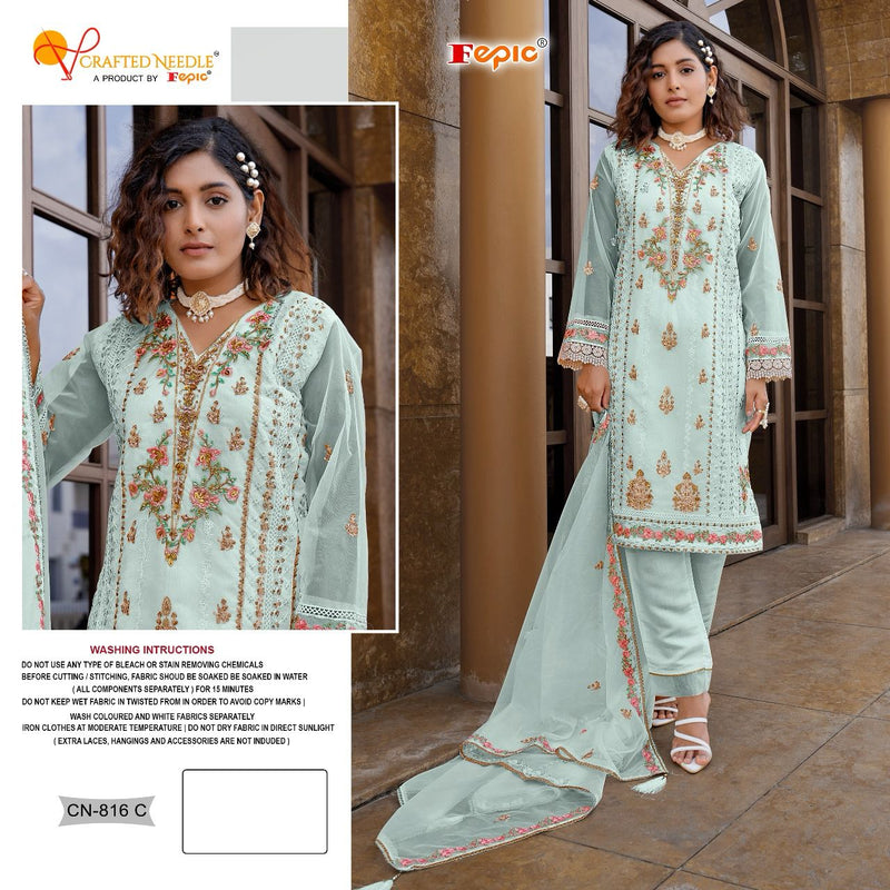 Fepic D No Cn 816 C Organza With Embroidery Work Pakistani Suits Singles
