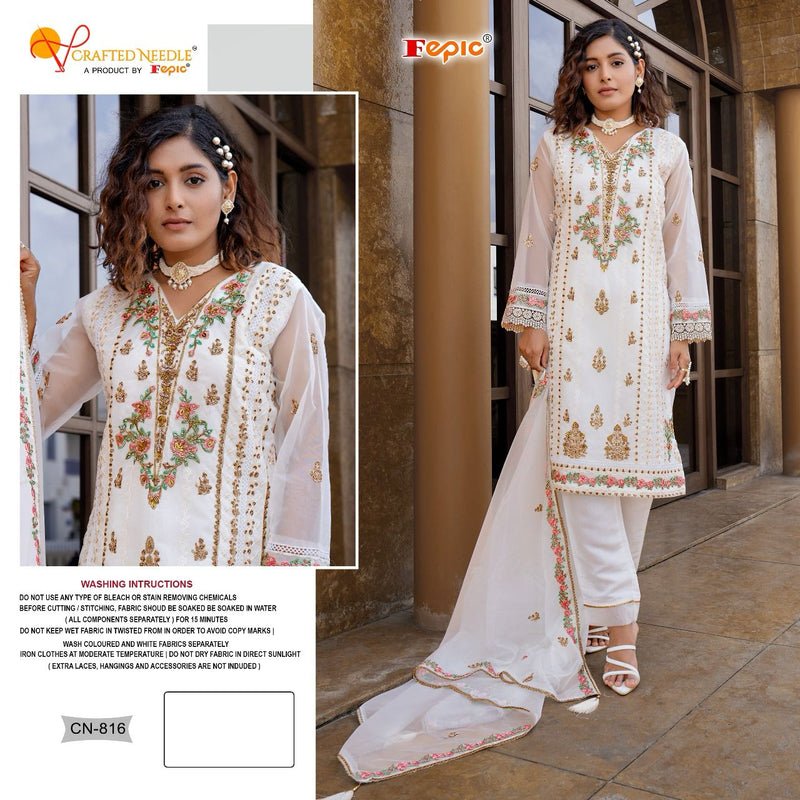 Fepic D No Cn 816 Organza With Embroidery Work Exclusive Designer Suits Singles