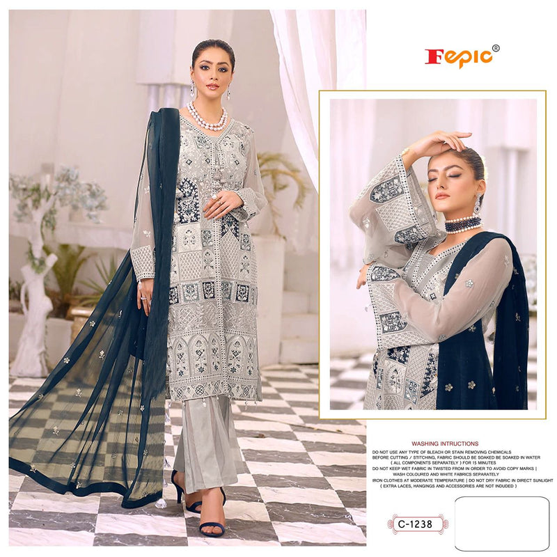 Fepic D No C 1238 Georgette With Embroidery Work Designer Pakistani Suit Singles