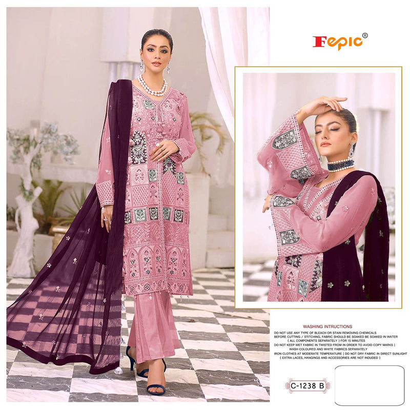 Fepic D No C 1238 B Georgette With Embroidery Work Designer Pakistani Suit Singles