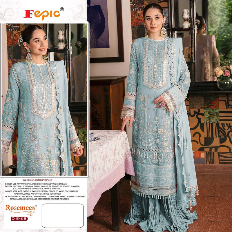 Fepic D No 1546 Organza With Embroidery And Handwork Winter Wear Pakistani Suits Singles