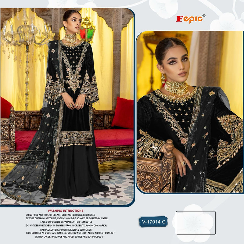Fepic D No V 17014 Velvet With Embroidered Designer Party Wear Pakistani Suit