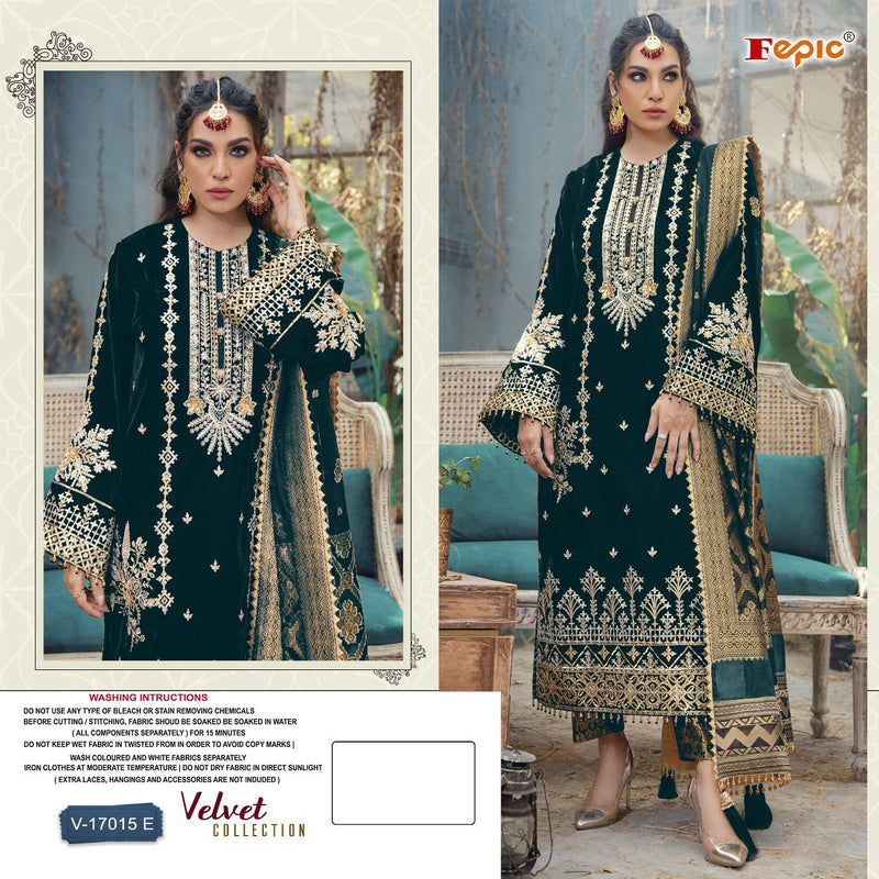 Fepic D No V 17015 Velvet With Embroidered Exclusive Look Pakistani Salwar Suits Singles