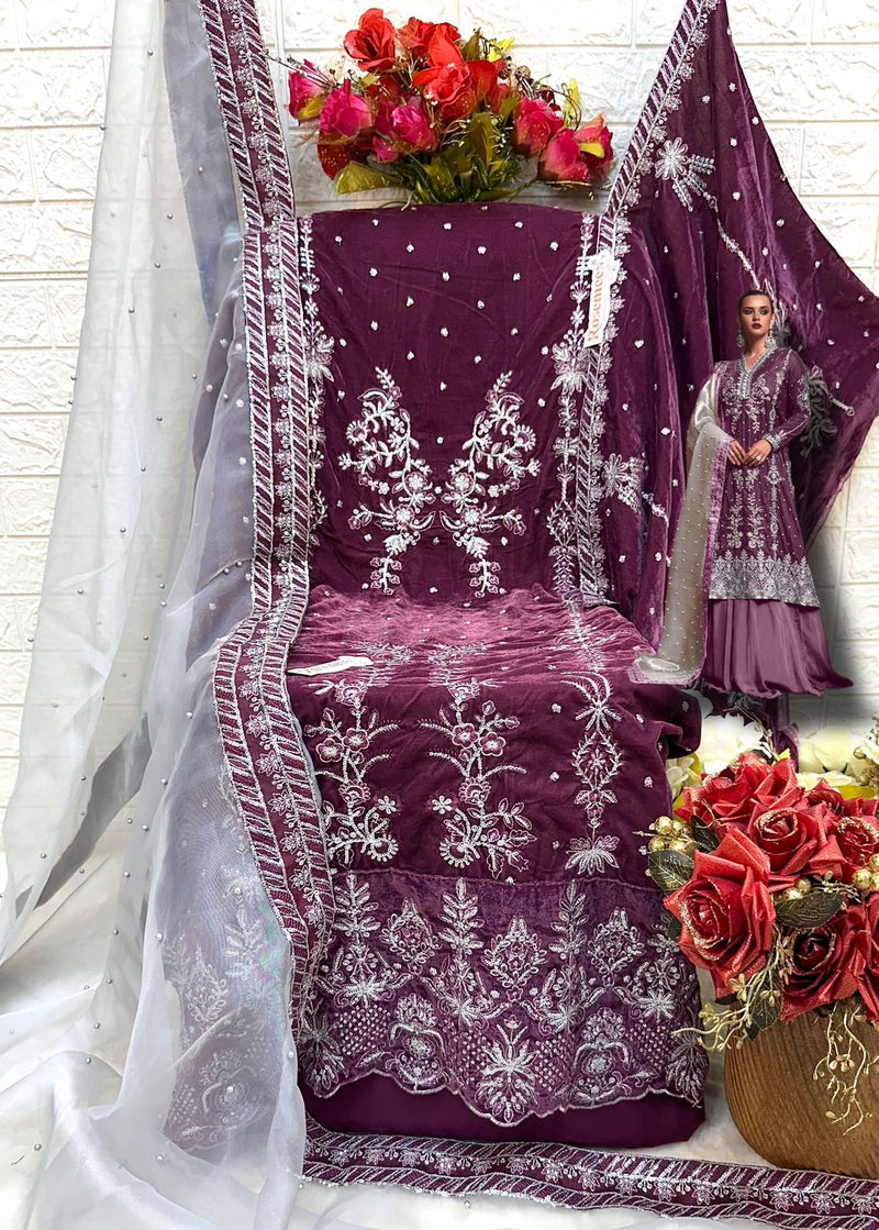 Fepic D No V 17018 B Velvet With Heavy Embroidery Work Regal Look Pakistani Suit