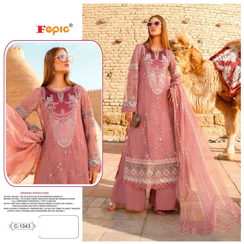 Fepic D No C 1343 Organza With Embroidered Heavy Work Pakistani Suit Singles