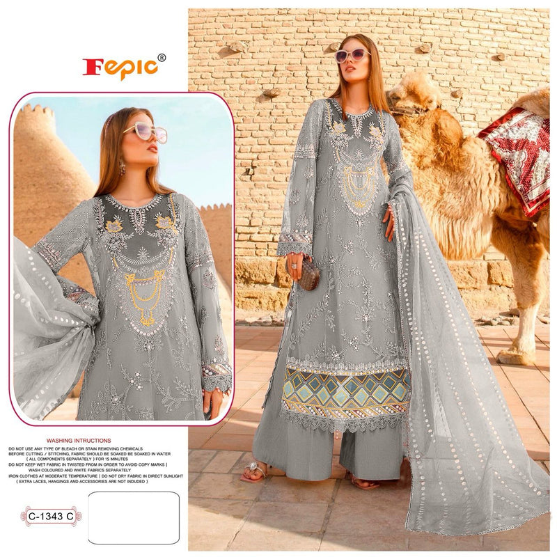 Fepic D No C 1343 C Organza With Embroidered Heavy Work Pakistani Suit Singles