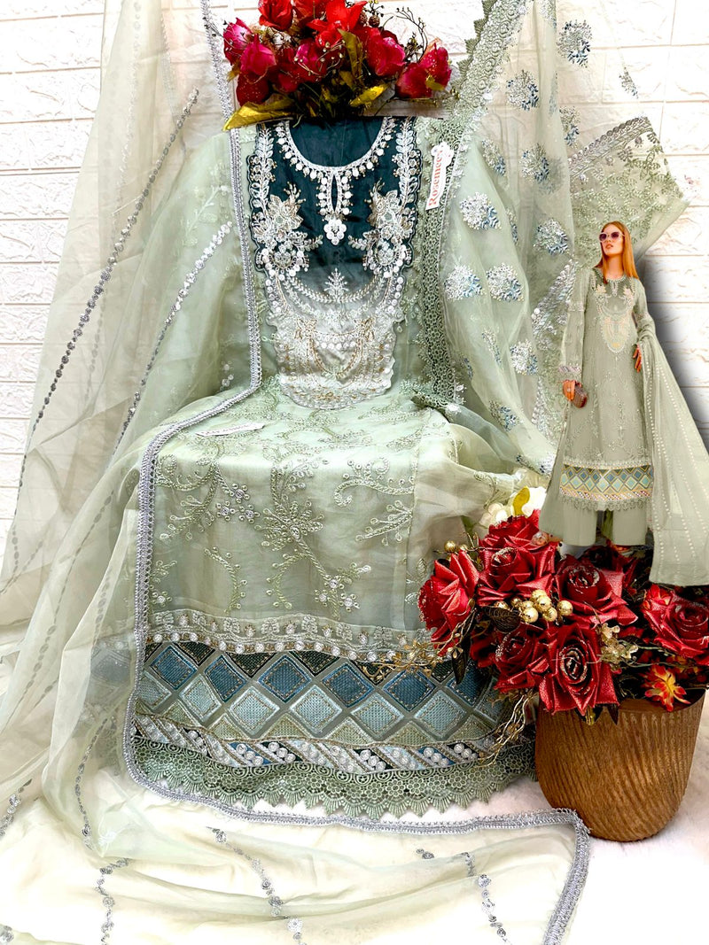 Fepic D No C 1343 D Organza With Embroidered Heavy Work Pakistani Suit Singles