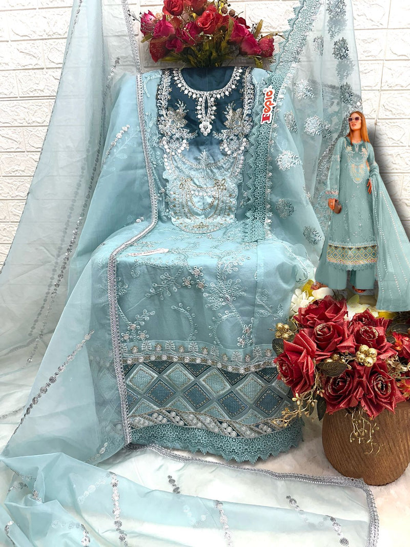 Fepic D No C 1343 B Organza With Embroidered Heavy Work Pakistani Suit Singles