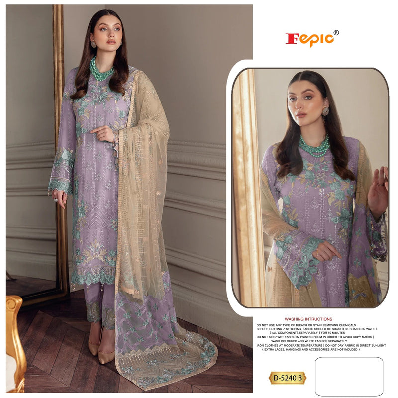 Fepic D No D 5240 Georgette Embroidered With Handwork Pakistani Suit
