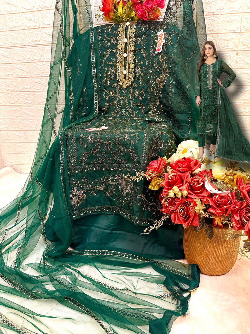 Fepic Rosemeen C 1591 Organza With Heavy Embroidered Pakistani Suit Singles