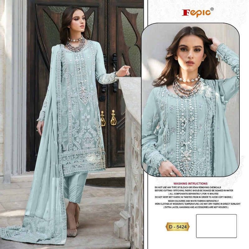 Fepic D No D 5424 Georgette With Embroidered Exclusive Pakistani Suit Single