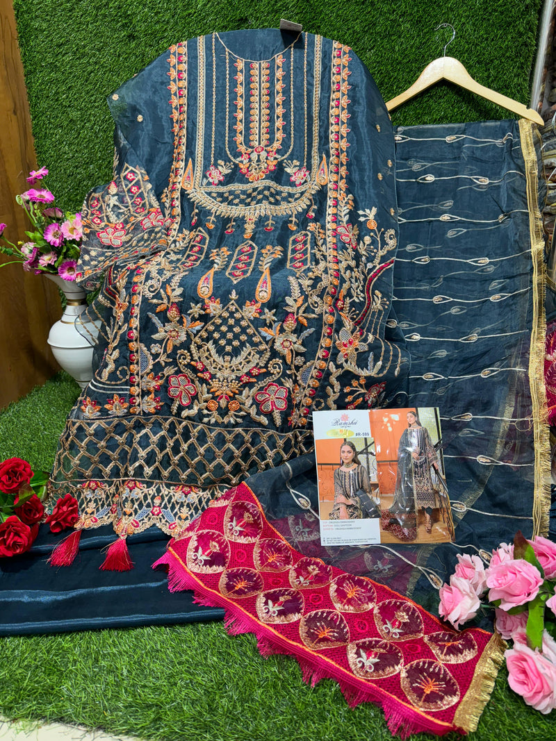 Ramsha D No R 599 Organza With Embroidery Work Pakistani Salwar Kameez