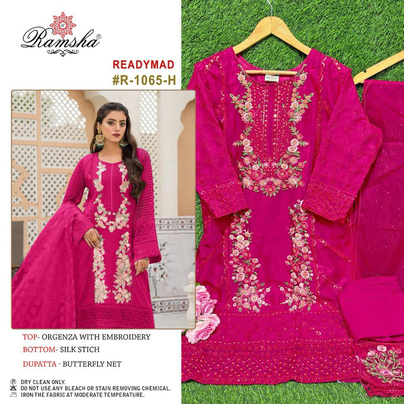 Ramsha R 1065 H Dark Chart Organza Embroidery Work Pakistani Salwar Suit