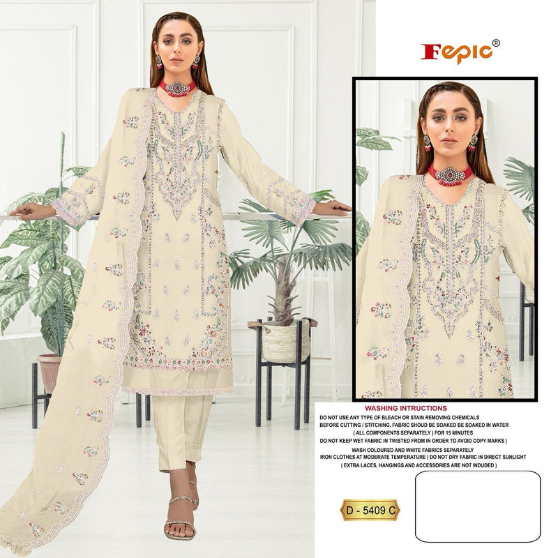 Fepic Rosemeen D 5409 C Organza With Embroidery Work Exclusive Pakistani Suit