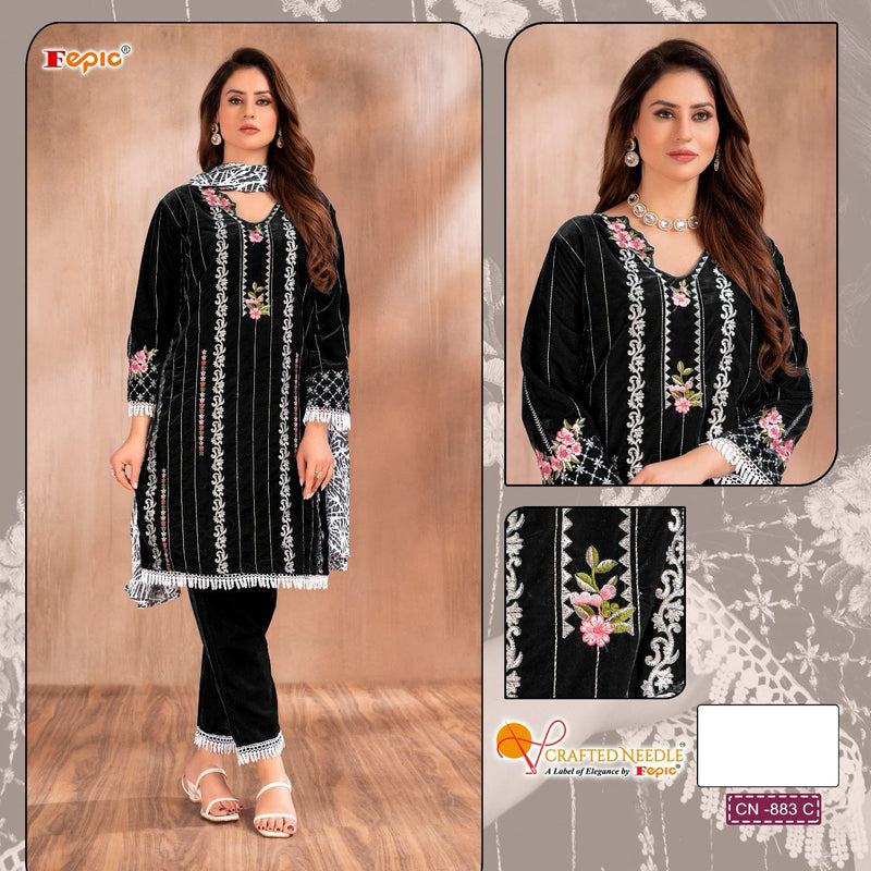 Fepic Crafted Needle D No Cn 883 C Velvet With Heavy Embroidery Work Pakistani Suits