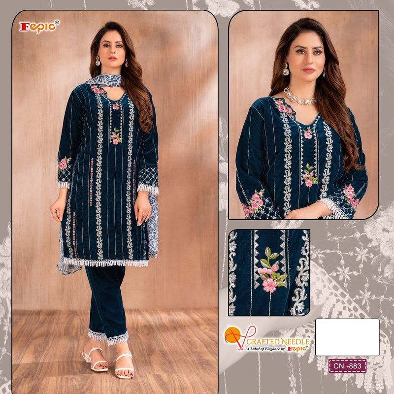 Fepic Crafted Needle D No Cn 883 Velvet With Heavy Embroidery Work Pakistani Suits