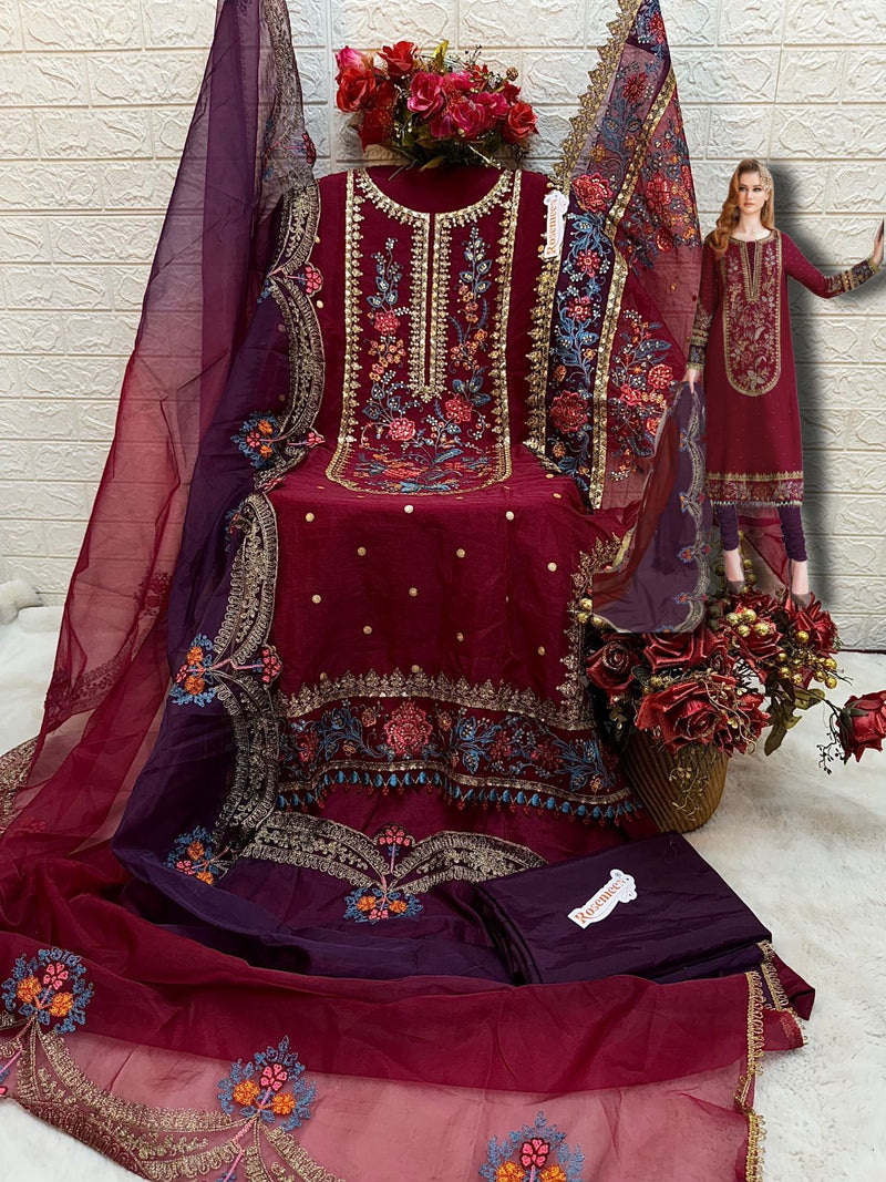 FEPIC ROSEMEEN DNO C 1768 ORGANZA EMBROIDERED WITH HEAVY HANDWORK PAKISTANI SUIT SINGLE