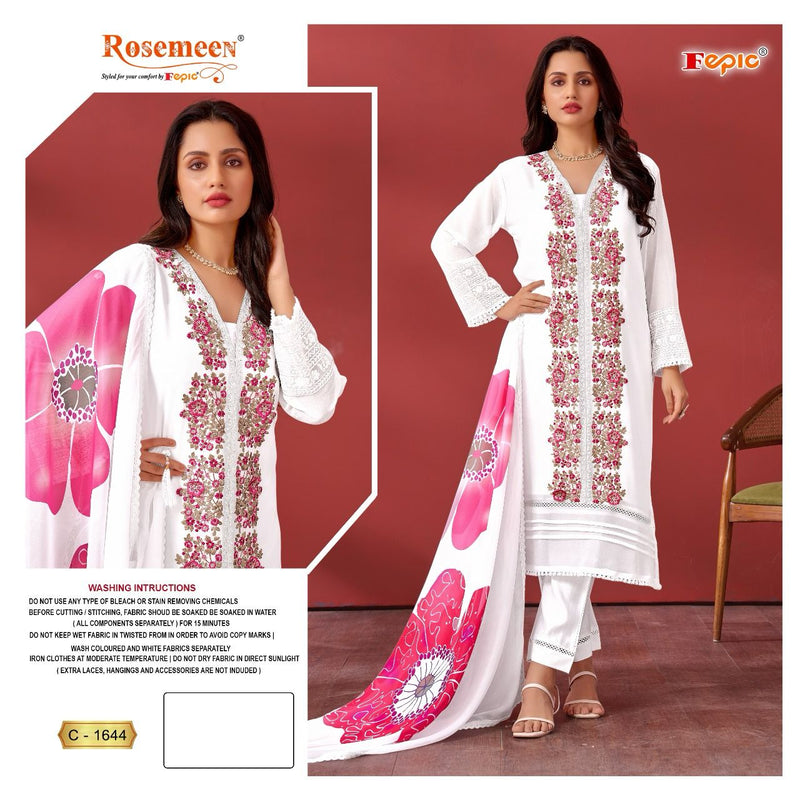 FEPIC ROSEMEEN DNO C 1644 GEORGETTE EMBROIDERED WITH HEAVY HANDWORK PAKISTANI SUIT SINGLE