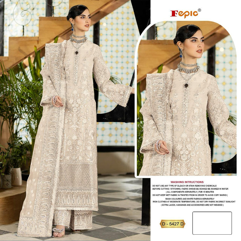 FEPIC ROSEMEEN DNO D 5427 D GEORGETTE EMBROIDERED WITH HEAVY HANDWORK PAKISTANI SUIT SINGLE