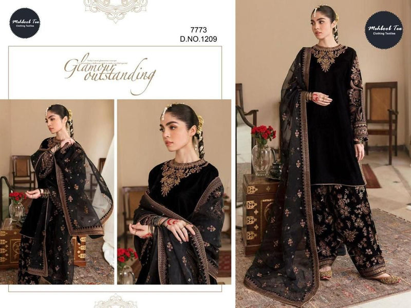 MEHBOOB TEX DNO 1209 RAYON EMBROIDERED DESIGNER STYLISH WITH HAND WORK PAKISTANI SUIT SINGLES