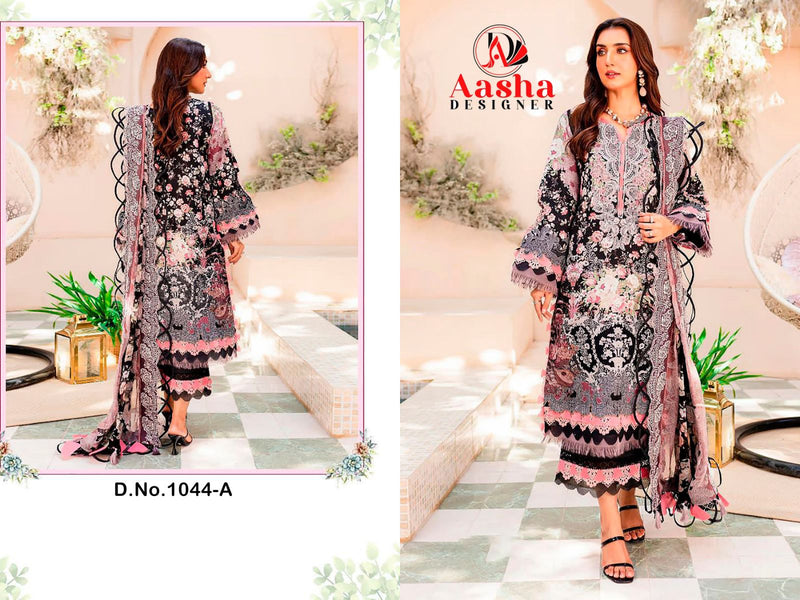 AASHA DNO 1044 A PURE COTTON PRINT WITH HEAVY EMBROIDERY PAKISTANI SUIT SINGLES