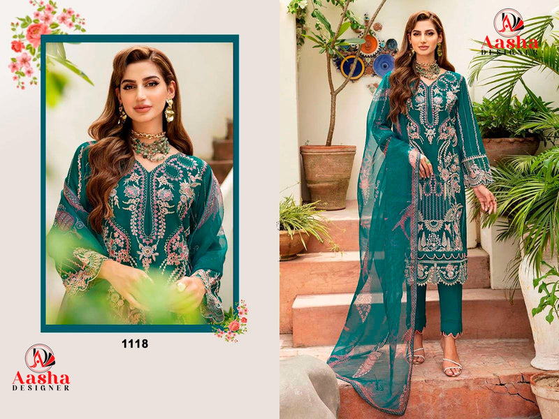 AASHA 1118 PURE COTTON PRINT WITH HEAVY EMBROIDERY WORK PAKISTANI SUIT