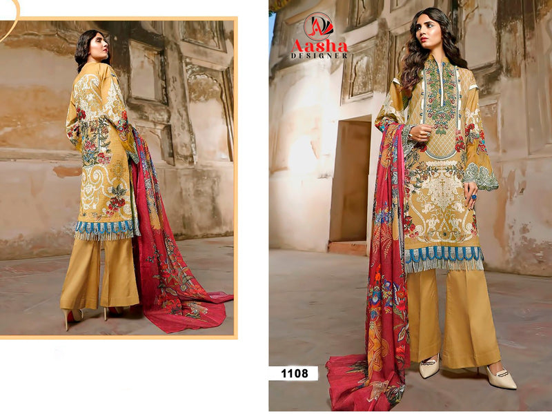 AASHA 1108 PURE COTTON PRINT WITH HEAVY EMBROIDERY WORK PAKISTANI SUIT