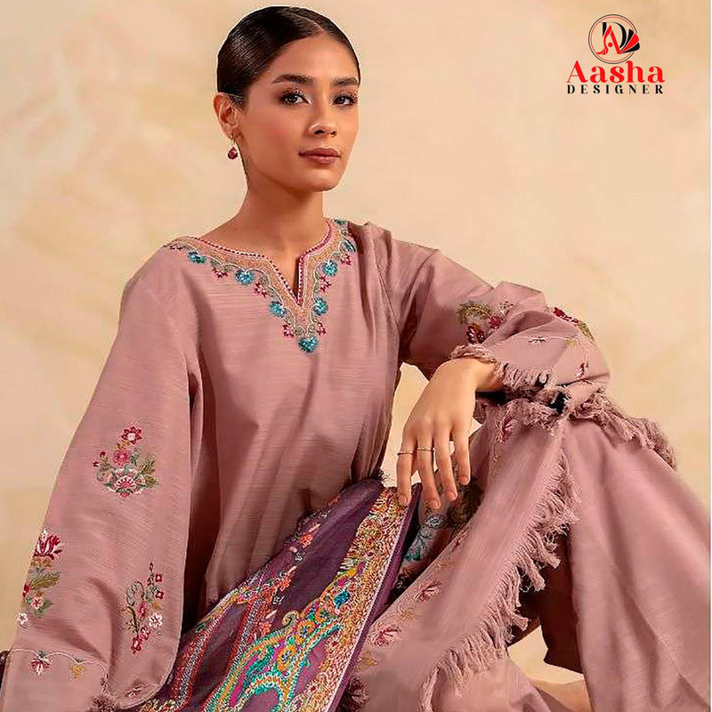 AASHA 1099 HEAVY REYON PRINT HEAVY EMBROIDERY PATCHES WORK CASUAL WEAR PAKISTANI SUIT