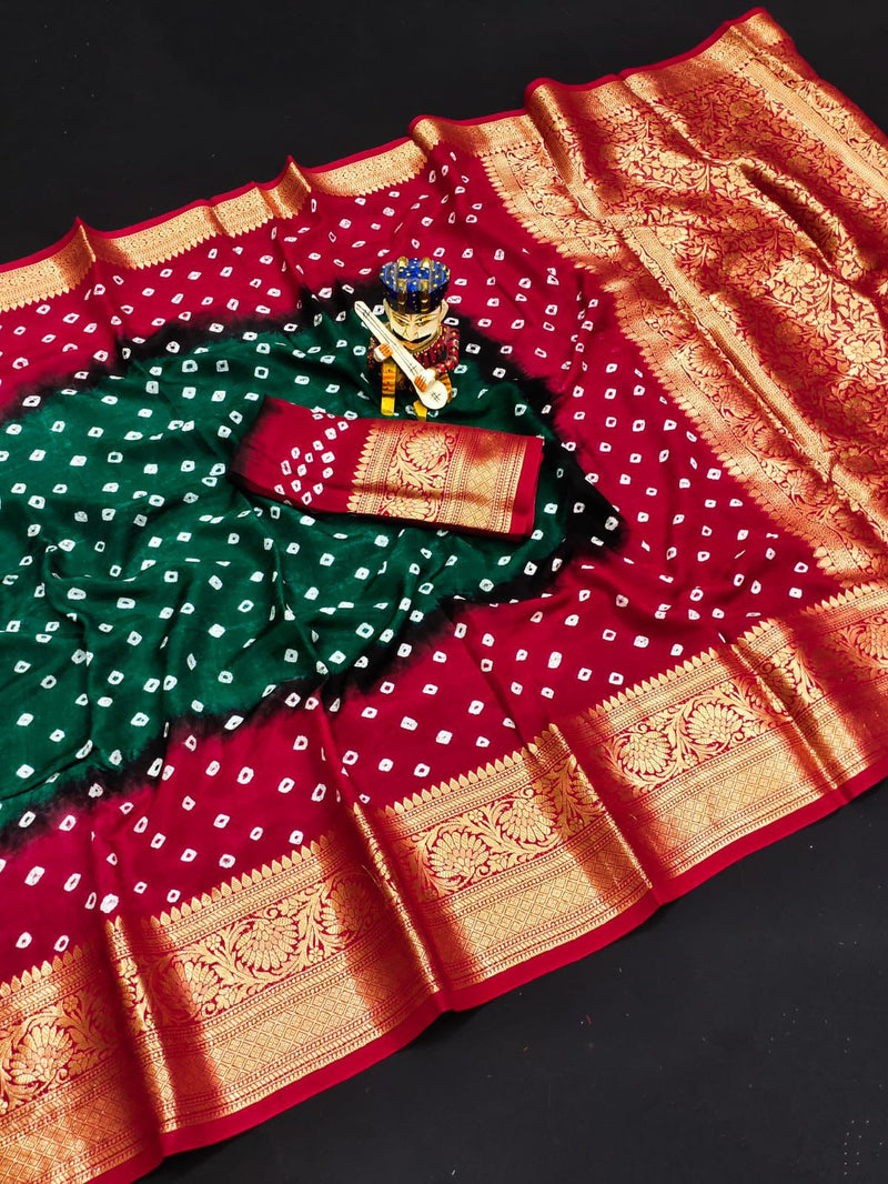 Ssm Kanjivaram 12 Bandhej Silk Zari Weaving Rich Pallu Saree