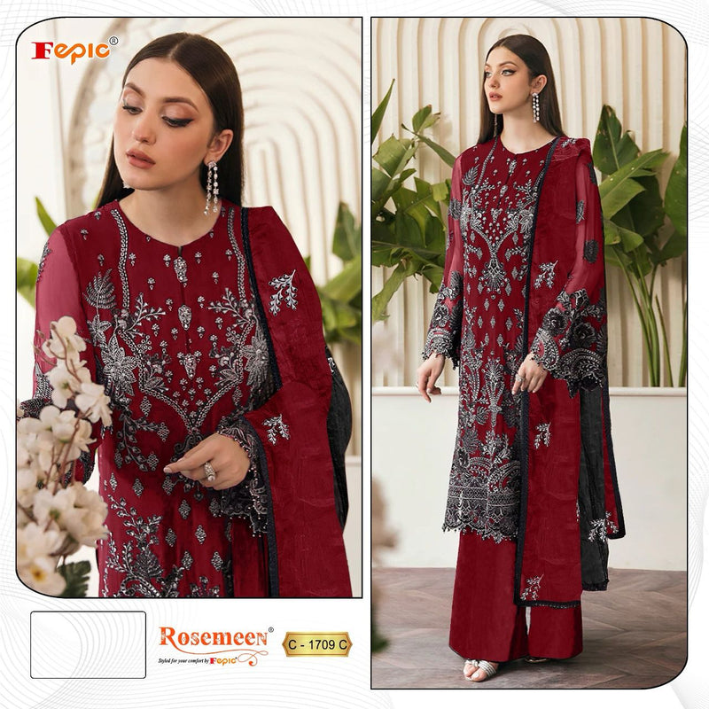 FEPIC ROSEMEEN DNO C 1709 C GEORGETTE EMBROIDERED WITH HEAVY HANDWORK PAKISTANI SUIT SINGLE