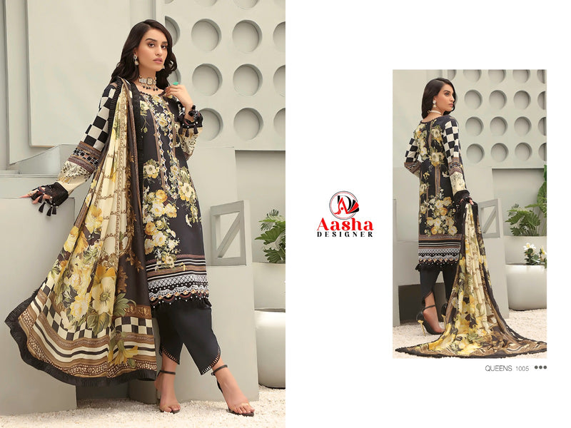 AASHA 1005 PURE COTTON PRINT WITH HEAVY EMBROIDERY WORK PAKISTANI SUIT