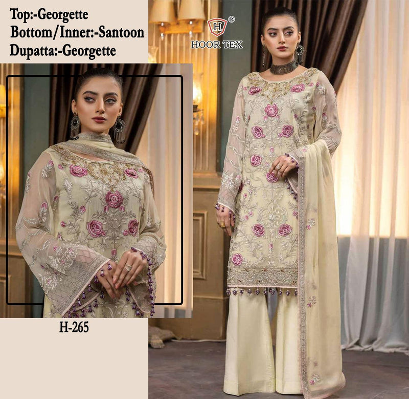 HOOR TEX H 265 FOX GEORGETTE HEAVY EMBORIDERY PAKISTANI SUIT