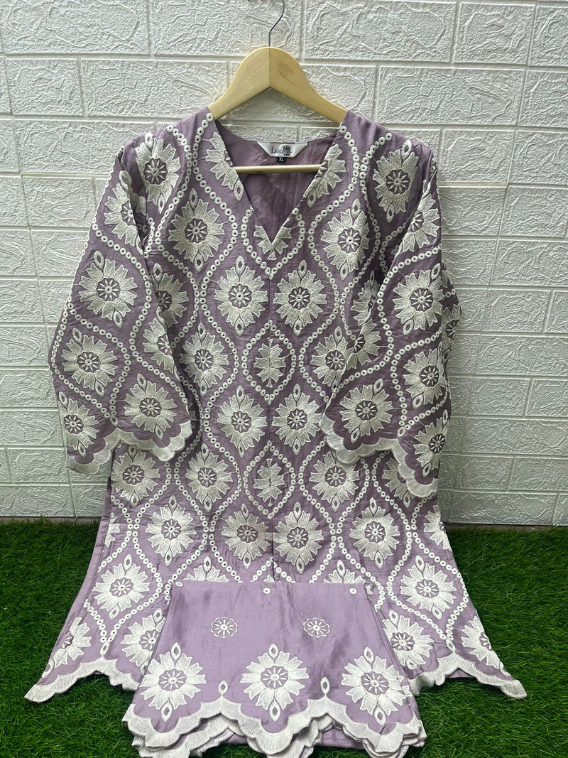 LAXURIA CO ORD SET 1443 DESIGNER TUNIC HEAVY EMBORIDERY WORK PRET KURTI