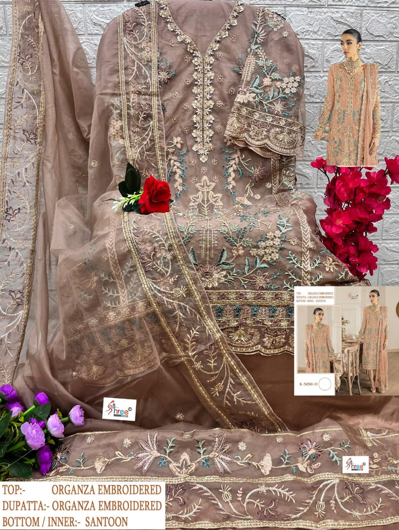 SHREE FAB K 5050 D ORGANZA EMBROIDERED WITH HEAVY HANDWORK SUIT